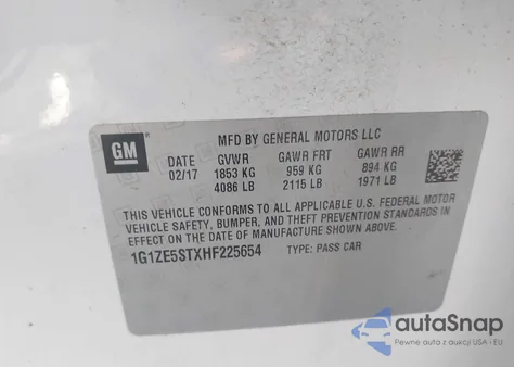 2017 Chevrolet Malibu 1Lt из США, поврежденный, VIN 1G1ZE5STXHF225654